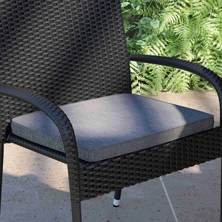 FLASH FURNITURE Indoor/Outdoor Gray Tieback Chair Cushions, PK 2 4-TW-3WCU001-GY-GG